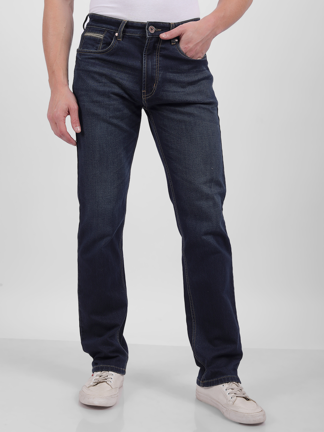 Numero Uno Men Faded Dark Blue Jeans
